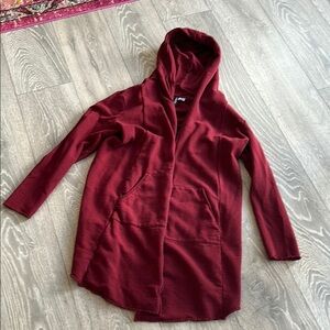 Burgundy Hooded Cardigan